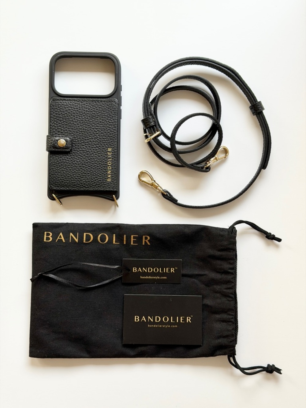 Bandolier Mila MagSafe Crossbody phone case in black/gold iPhone 17 PRO
